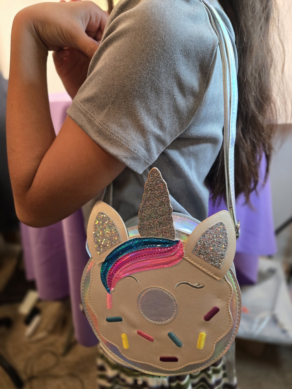 Cat & Jack Kids' Pink Unicorn Donut Crossbody Bag - Picture 9 of 9